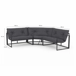 Salon de jardin d'angle bas 8 personnes gris*IDMarket Clearance
