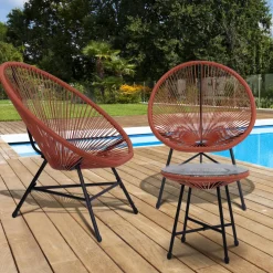 Salon de jardin fil plastique terracotta*IDMarket Best