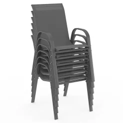 Salon de jardin gris avec chaises empilables 10 personnes*IDMarket Sale