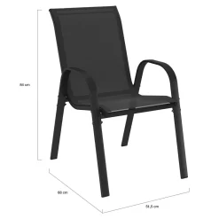 Salon de jardin noir avec table extensible et 12 chaises empilables*IDMarket