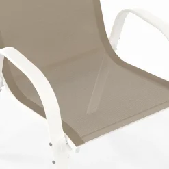 Salon de jardin 6 personnes chaises empilables blanc et beige table 150 cm*IDMarket Clearance