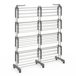 Séchoir à linge vertical pliable et extensible 4 niveaux capacité 50m inox et gris*IDMarket New