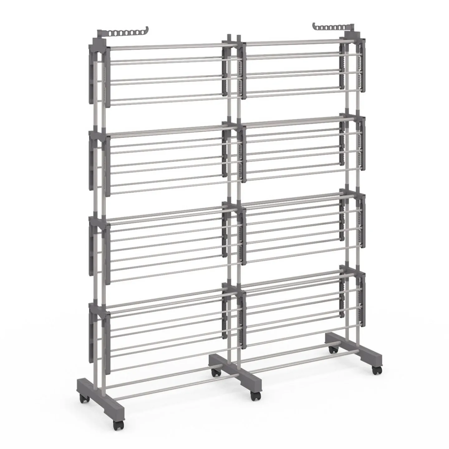 Séchoir à linge vertical pliable et extensible 4 niveaux capacité 50m inox et gris*IDMarket New