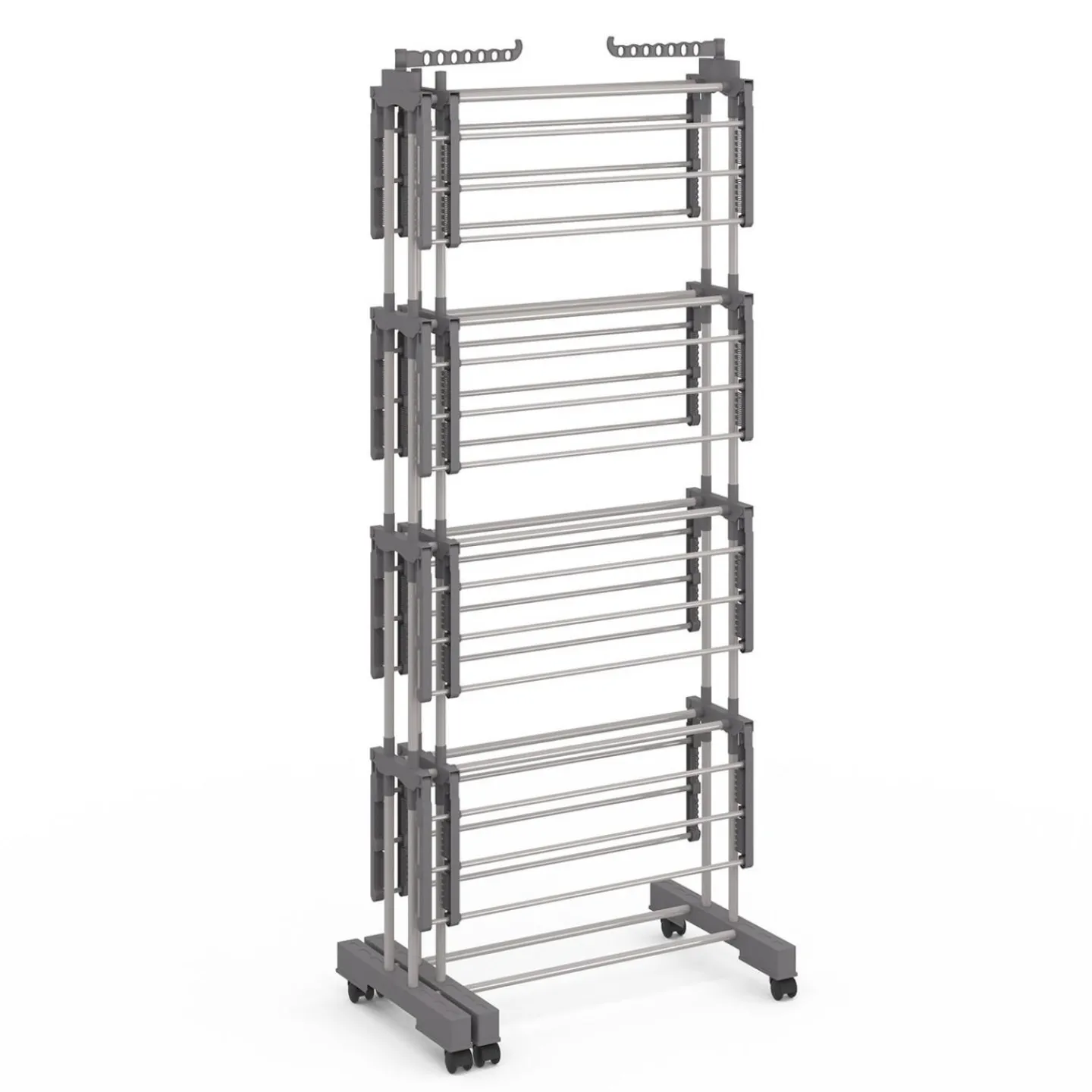 Séchoir à linge vertical pliable et extensible 4 niveaux capacité 50m inox et gris*IDMarket New