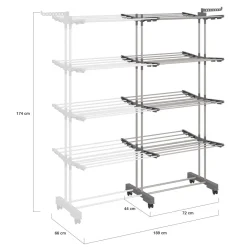 Séchoir à linge vertical pliable et extensible 4 niveaux capacité 50m inox et gris*IDMarket New