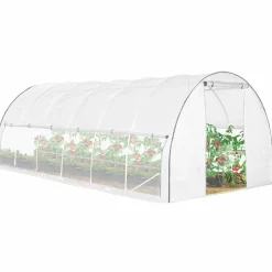 Serre de jardin blanche 18 m² avec 2 côtés relevables 6x3x2m*IDMarket Outlet