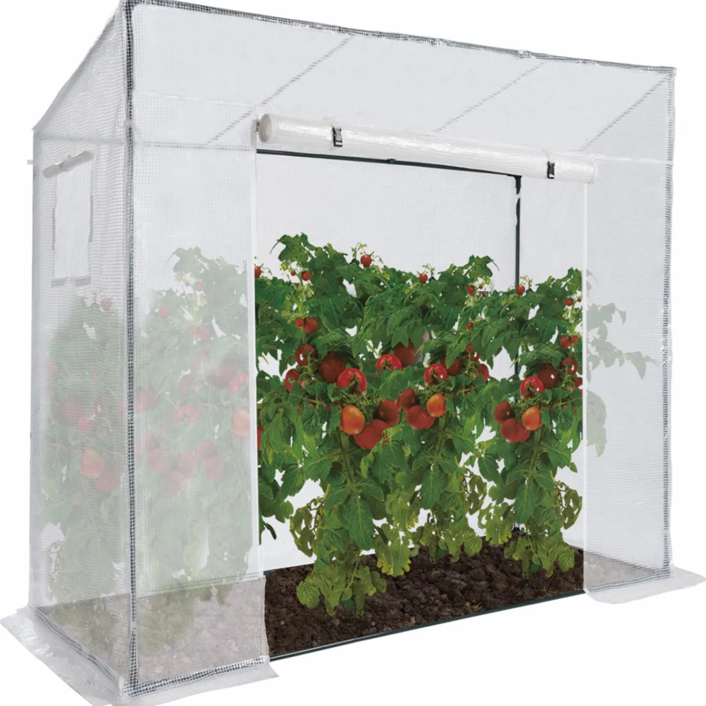 Serre de jardin blanche avec porte et fenêtres relevables*IDMarket Sale
