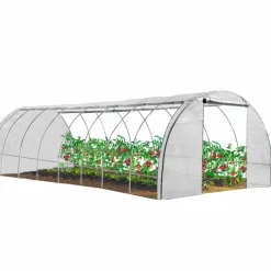 Serre de jardin blanche 24m² 8x3 M*IDMarket Hot