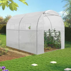Serre de jardin tunnel blanche 6m2*IDMarket Discount