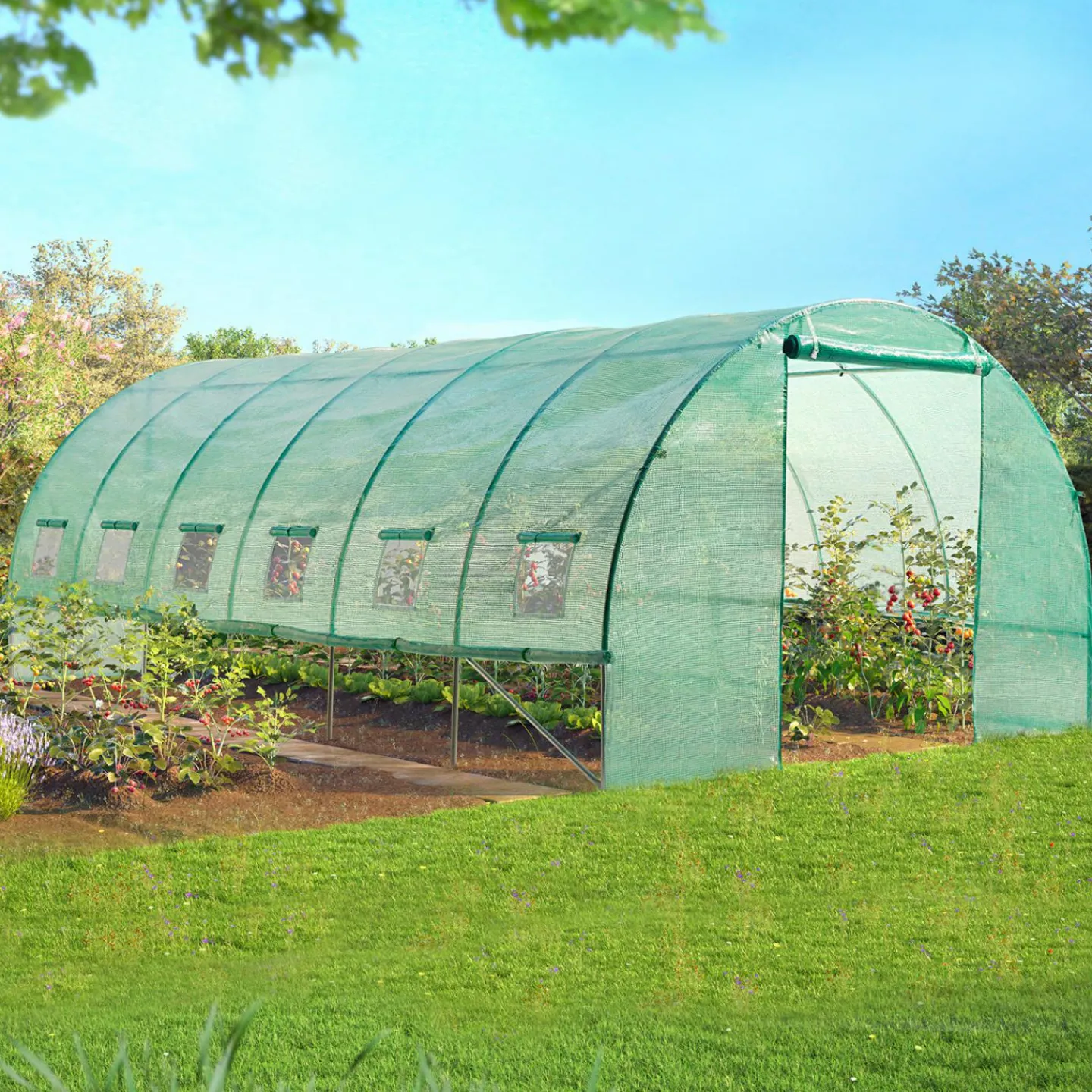 Serre de jardin verte 18 m² 3x6 m*IDMarket