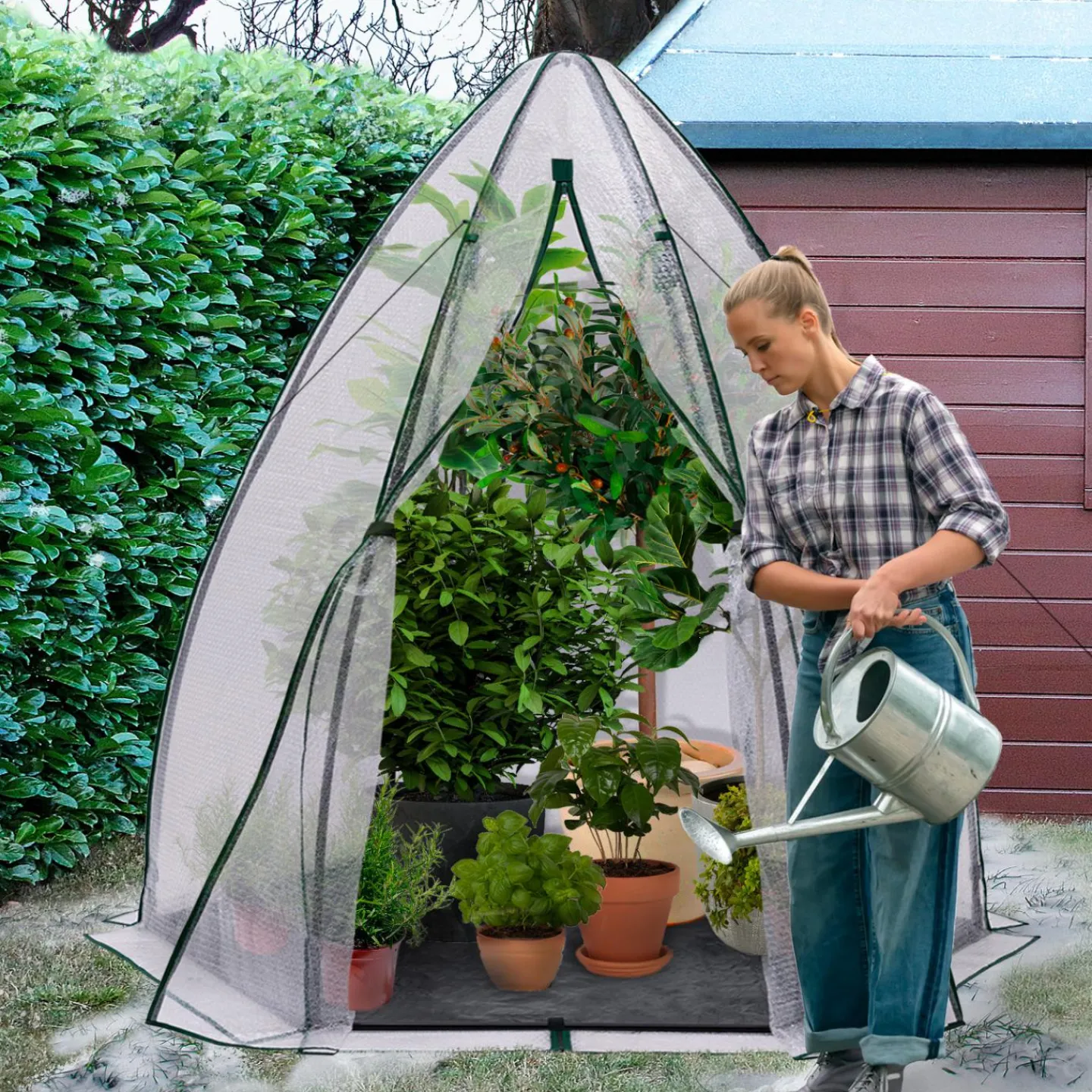 Serre pour hivernage des plantes bâche bulle*IDMarket Clearance