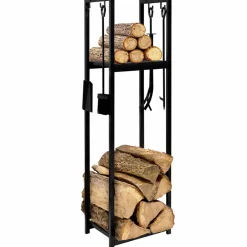 Serviteur range bûche intérieur en acier noir*IDMarket Online