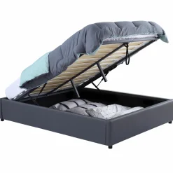 Sommier coffre de rangement 140x190 cm gris*IDMarket Online