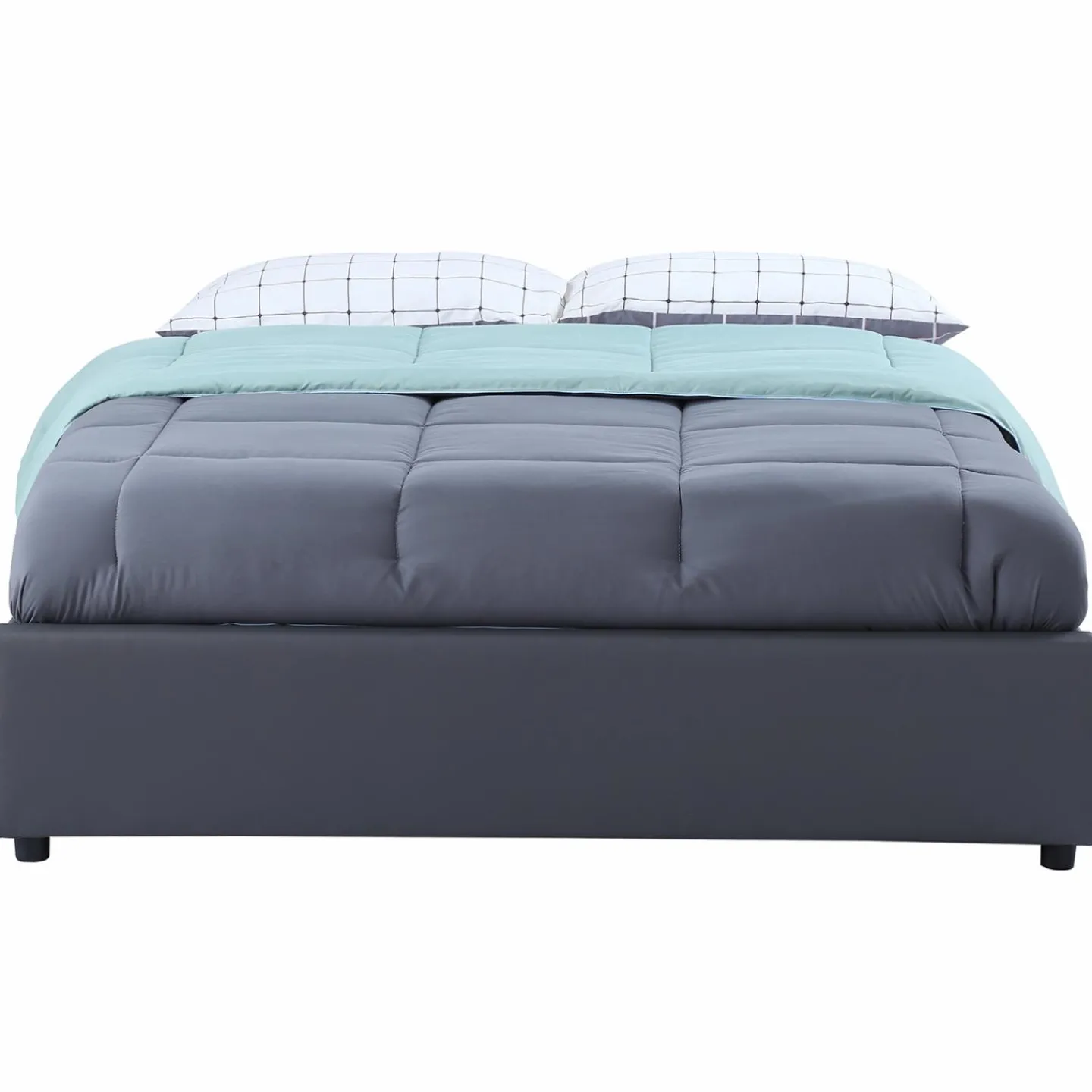 Sommier coffre de rangement 140x190 cm gris*IDMarket Online
