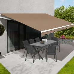 Store banne manuel 3,80 x 3 m extérieur couleur taupe*IDMarket
