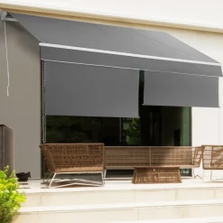 Store banne 3x2 m enroulable gris anthracite*IDMarket Discount