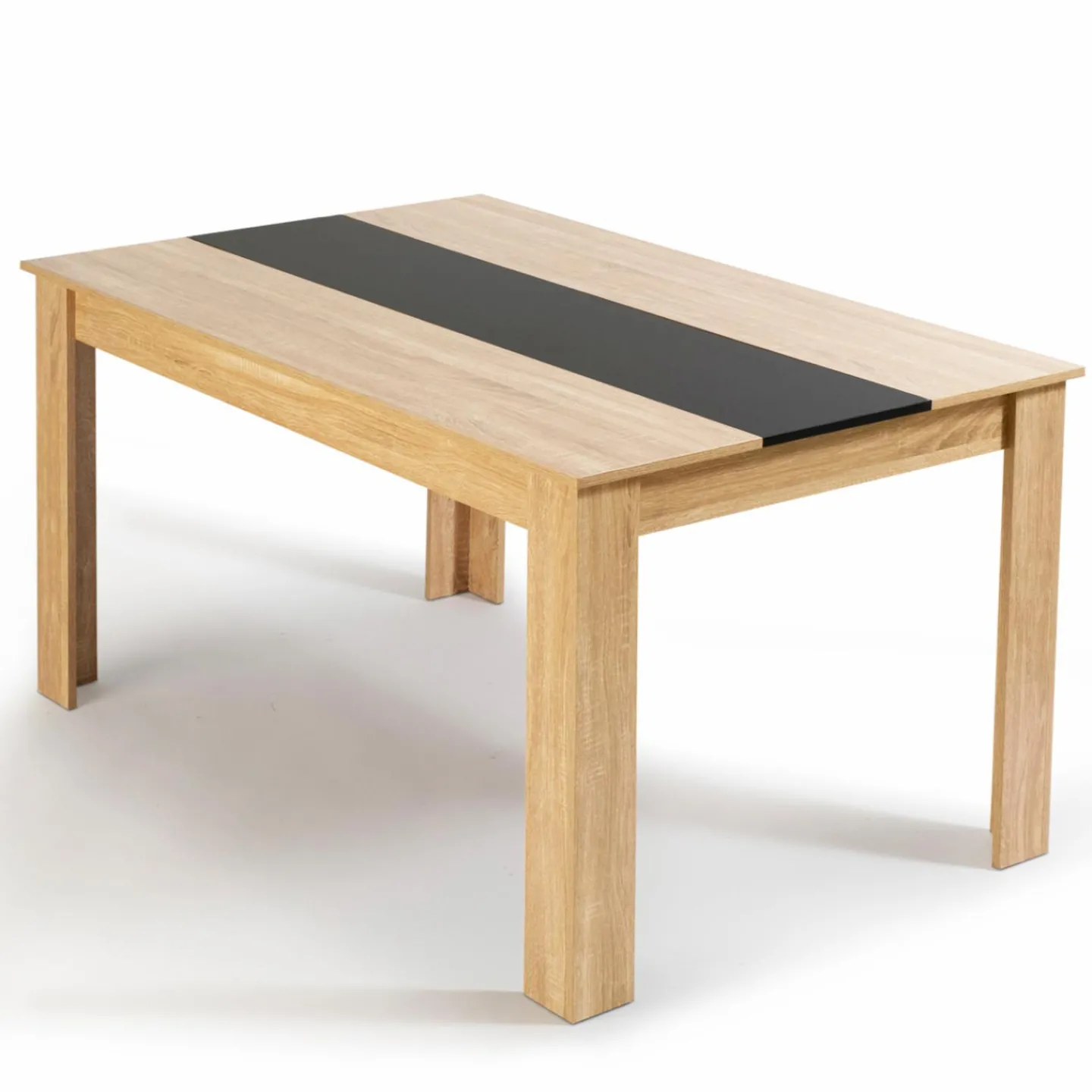 Table à manger 6 personnes imitation hêtre et noire*IDMarket Hot