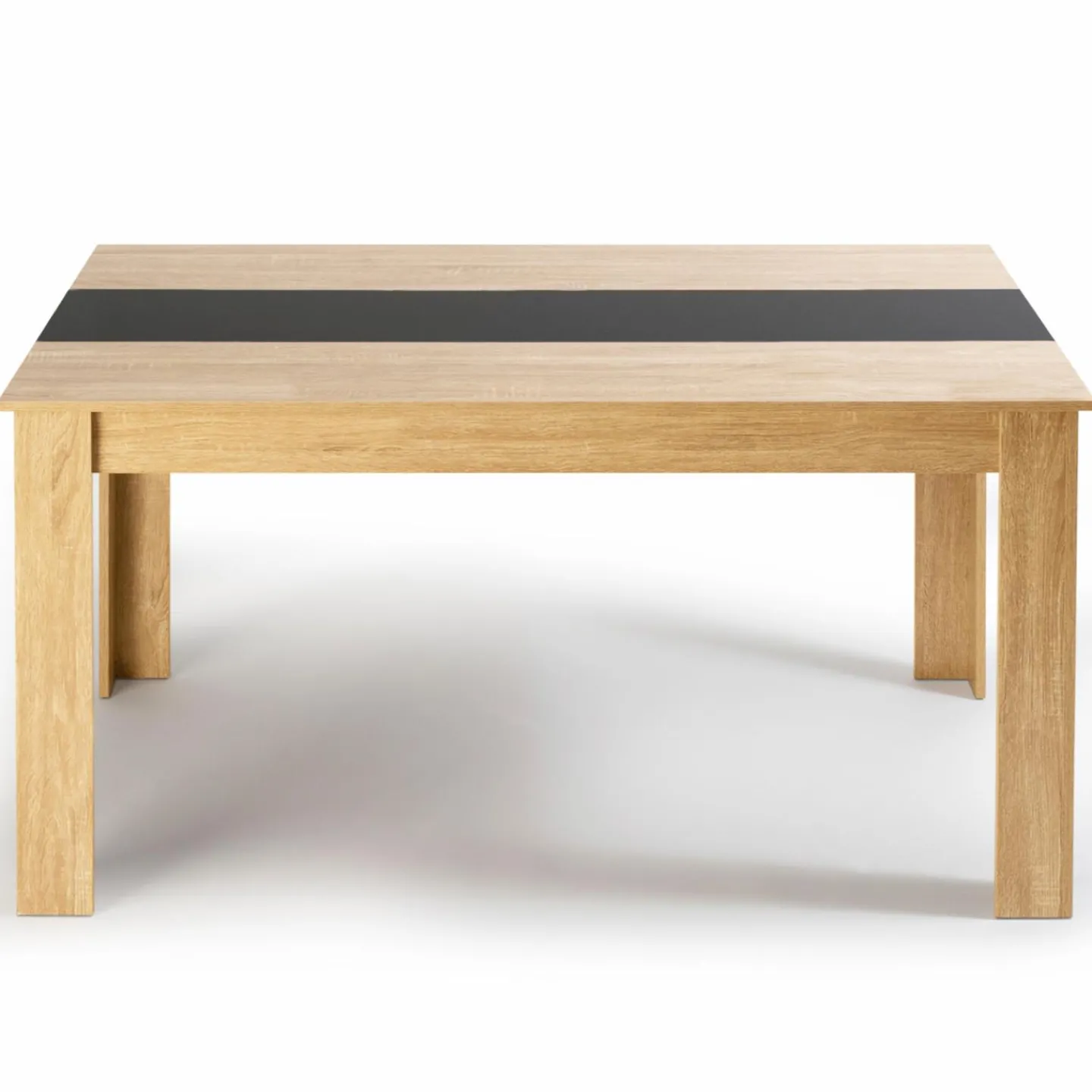 Table à manger 6 personnes imitation hêtre et noire*IDMarket Hot