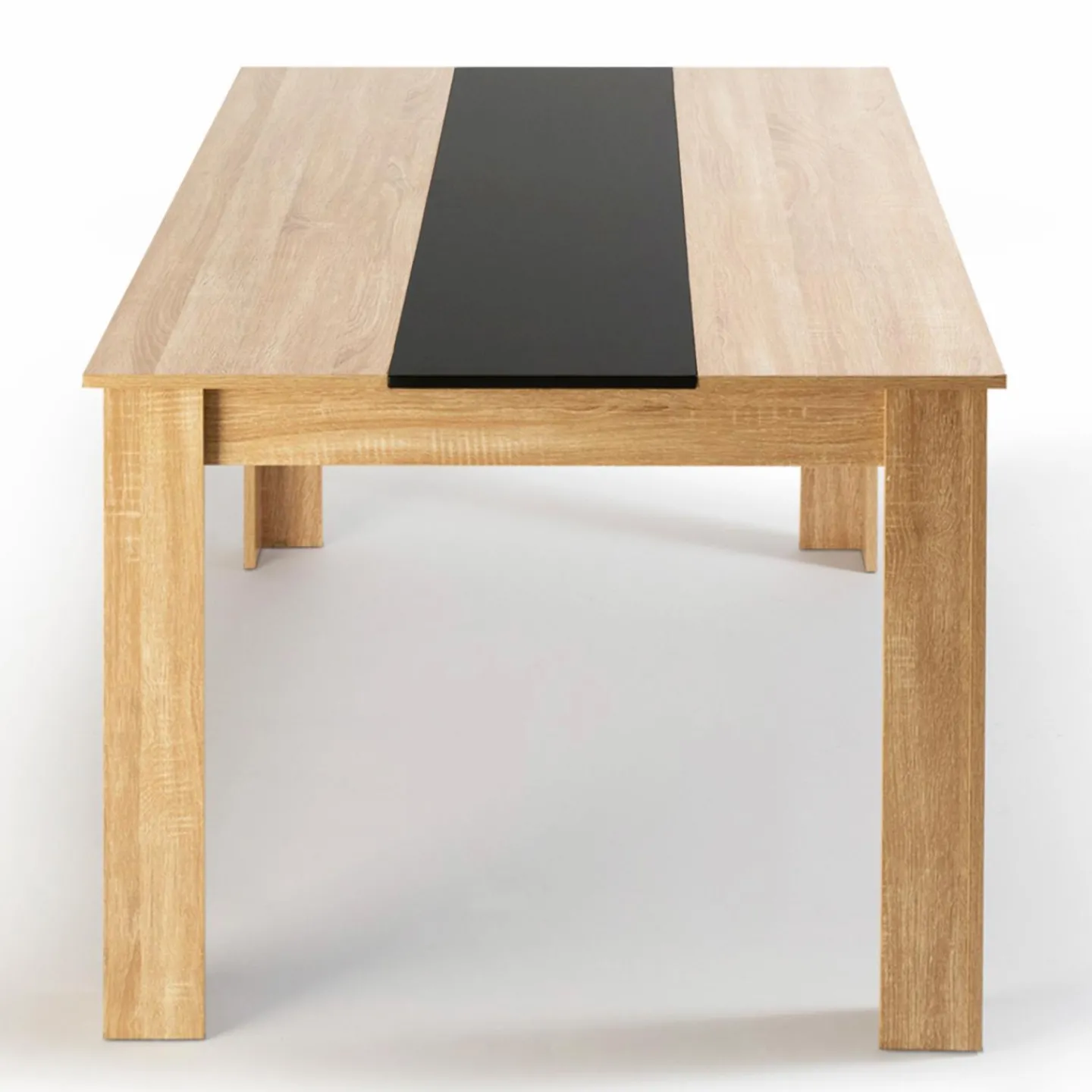 Table à manger 6 personnes imitation hêtre et noire*IDMarket Hot