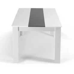 Table à manger 6 personnes blanche et grise*IDMarket