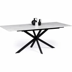 Table à manger extensible effet marbre blanc*IDMarket Best
