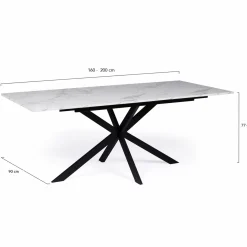 Table à manger extensible effet marbre blanc*IDMarket Best