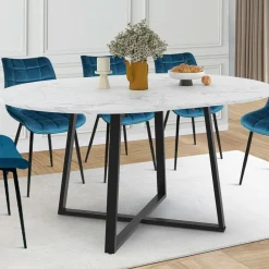 Table à manger extensible ronde 4-8 personnes noire*IDMarket Online