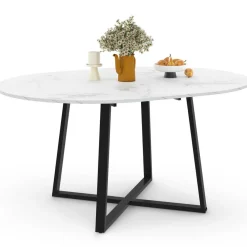 Table à manger extensible ronde 4-8 personnes noire*IDMarket Online