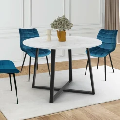 Table à manger extensible ronde 4-8 personnes noire*IDMarket Online