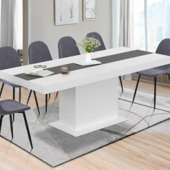Table à manger extensible rectangle blanche 160x200 cm*IDMarket Hot