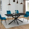 Table à manger extensible effet marbre noir*IDMarket Sale