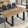 Table à manger extensible rectangulaire effet chevrons et noir*IDMarket