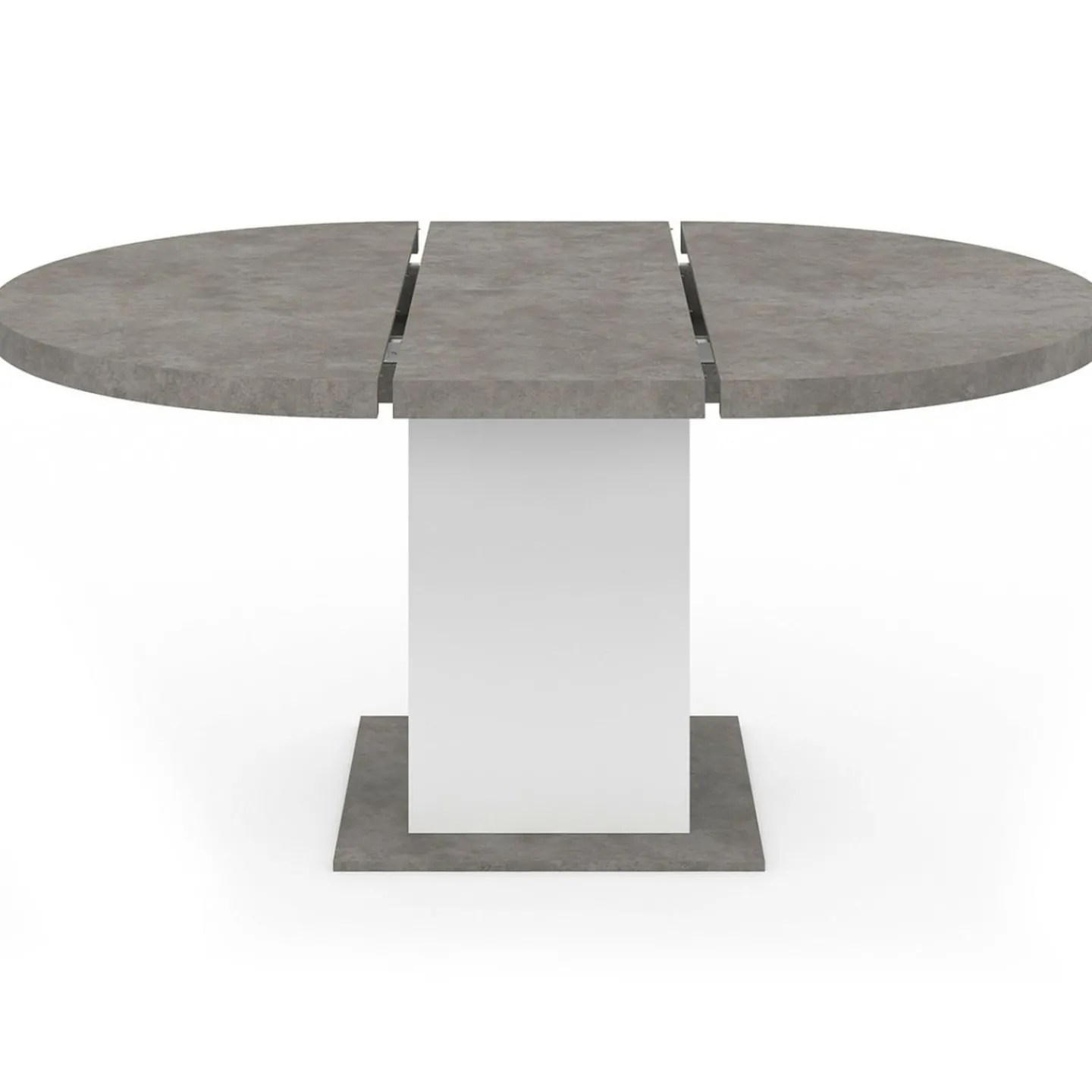 Table à manger extensible ronde 4-8 personnes béton et blanc 120-160 cm*IDMarket