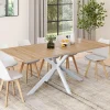 Table à manger extensible rectangulaire bois et blanc*IDMarket