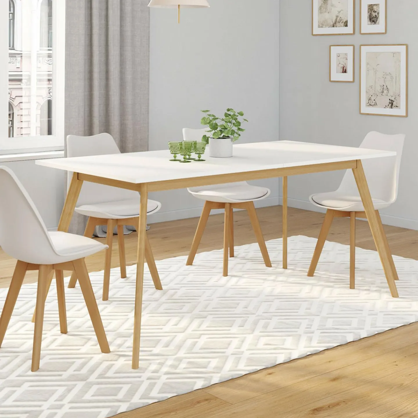 Table à manger extensible blanche*IDMarket Online