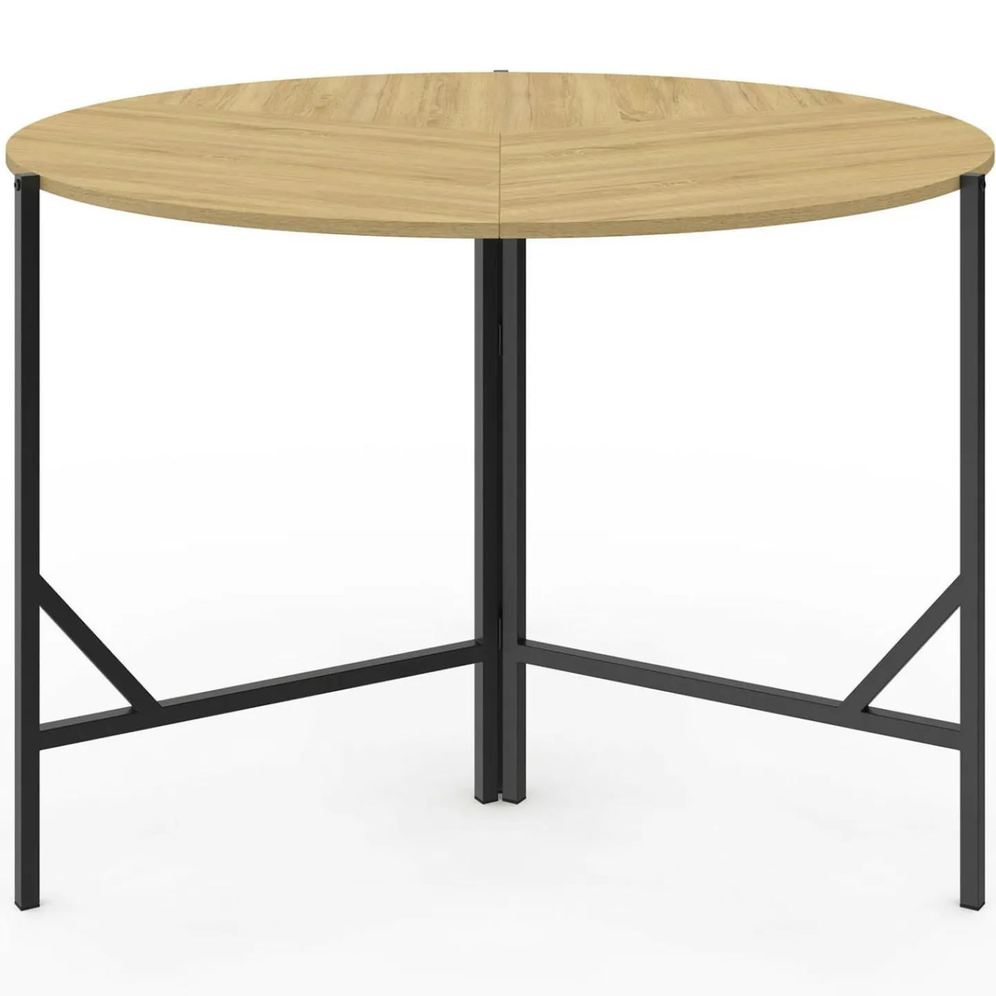 Table à manger pliante ronde 4 personnes 110 cm bois et noir style industriel*IDMarket Hot