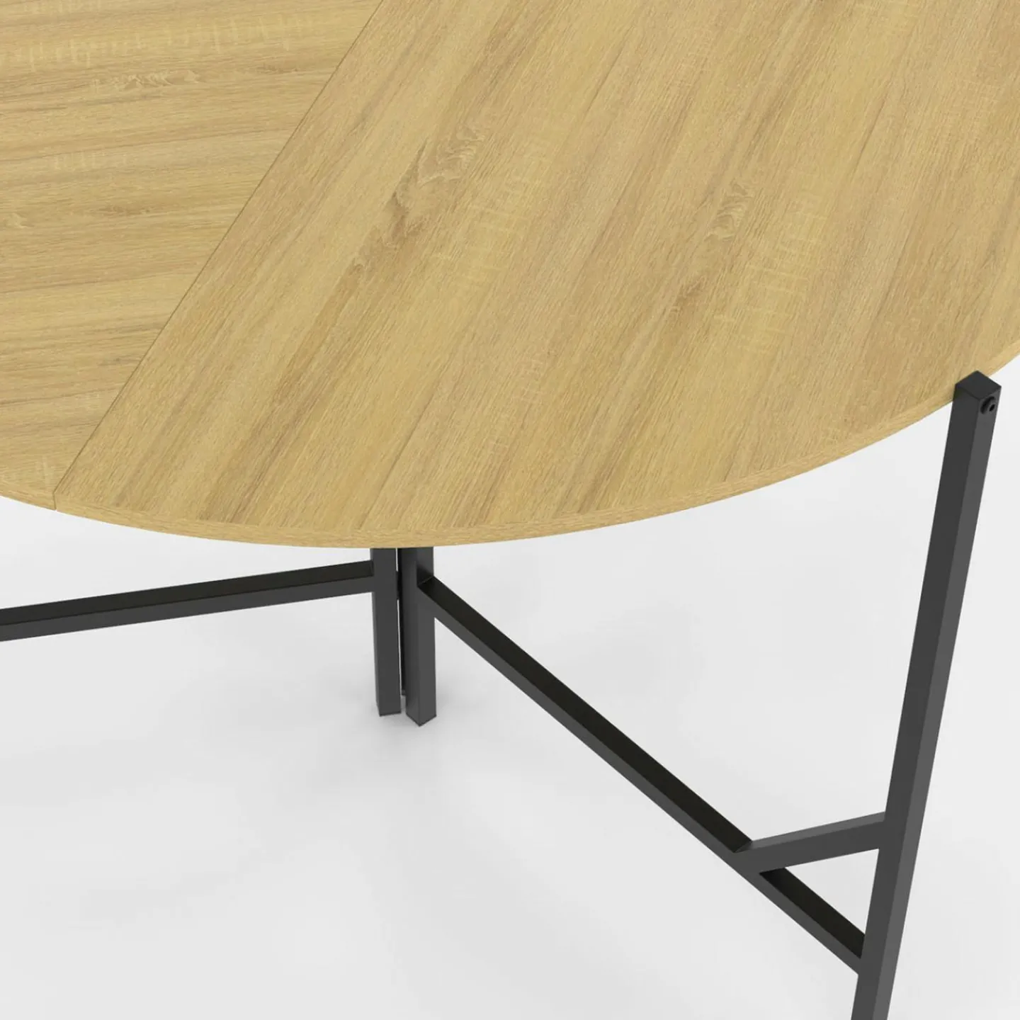 Table à manger pliante ronde 4 personnes 110 cm bois et noir style industriel*IDMarket Hot