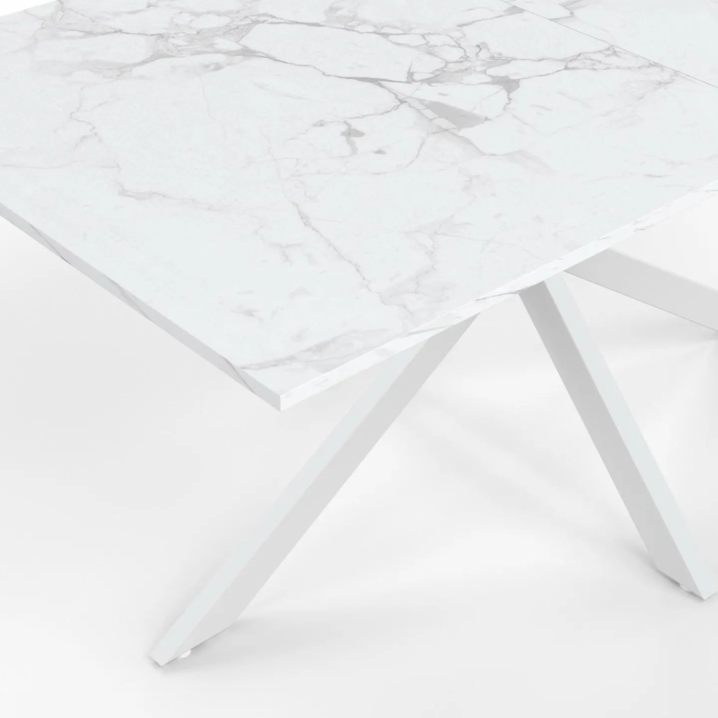 Table à manger rectangle 160 cm 8 personnes pied araignée blanc plateau effet marbre blanc*IDMarket Sale