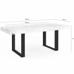 Table à manger rectangulaire extensible effet marbre et noir*IDMarket New