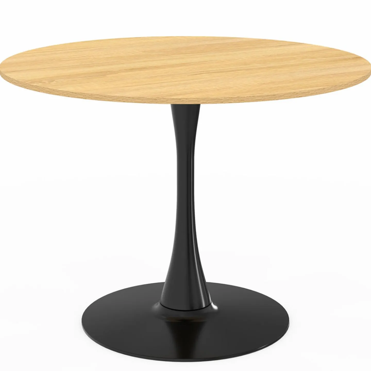 Table à manger ronde 100 cm bois et noir 4 personnes pied tulipe*IDMarket Best