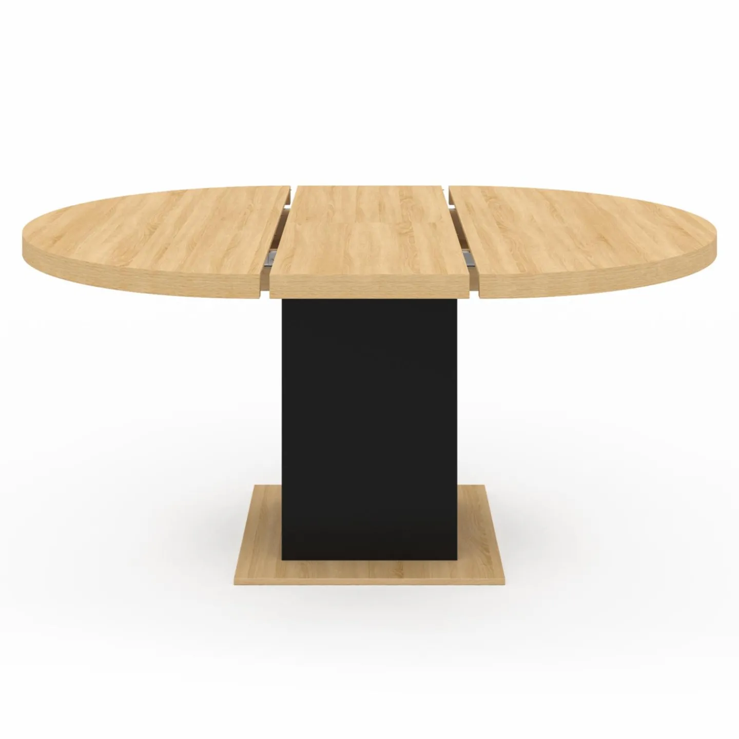Table à manger ronde extensible 4-8 personnes noir et bois*IDMarket