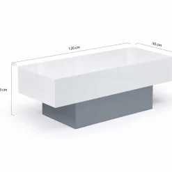 Table basse coulissante blanche et grise avec rangement mini bar intégré*IDMarket New