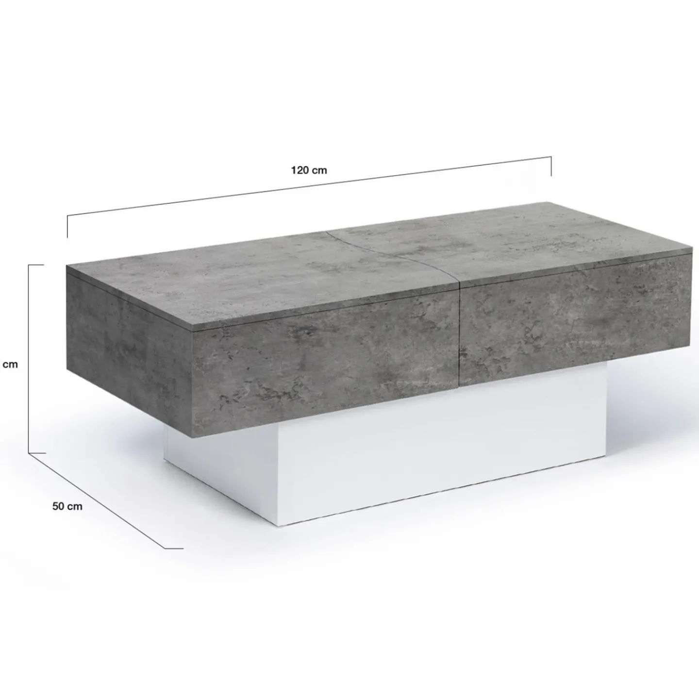 Table basse coulissante en bois blanc et plateau effet béton*IDMarket New