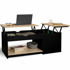 Table basse double plateau relevable noir et bois*IDMarket Clearance