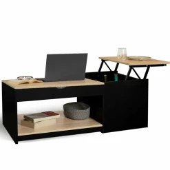 Table basse double plateau relevable noir et bois*IDMarket Clearance