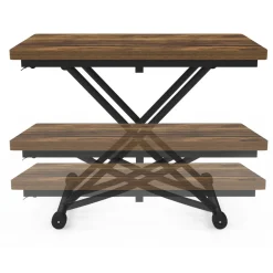 Table basse industrielle relevable bois foncé et noir*IDMarket Hot