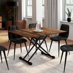 Table basse industrielle relevable bois foncé et noir*IDMarket Hot