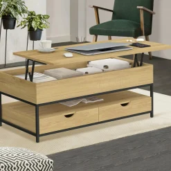 Table basse industrielle rectangulaire plateau relevable*IDMarket Best