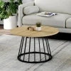 Table basse industrielle ronde 70 cm bois et métal*IDMarket Discount