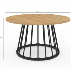 Table basse industrielle ronde 70 cm bois et métal*IDMarket Discount
